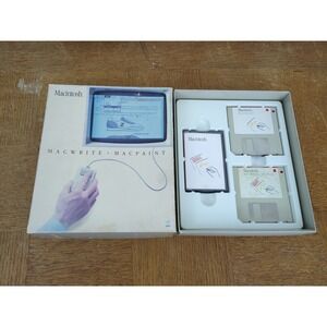 Apple Macintosh MacWrite MacPaint System Floppy Disks 1984 w/ OEM Box -No Manual